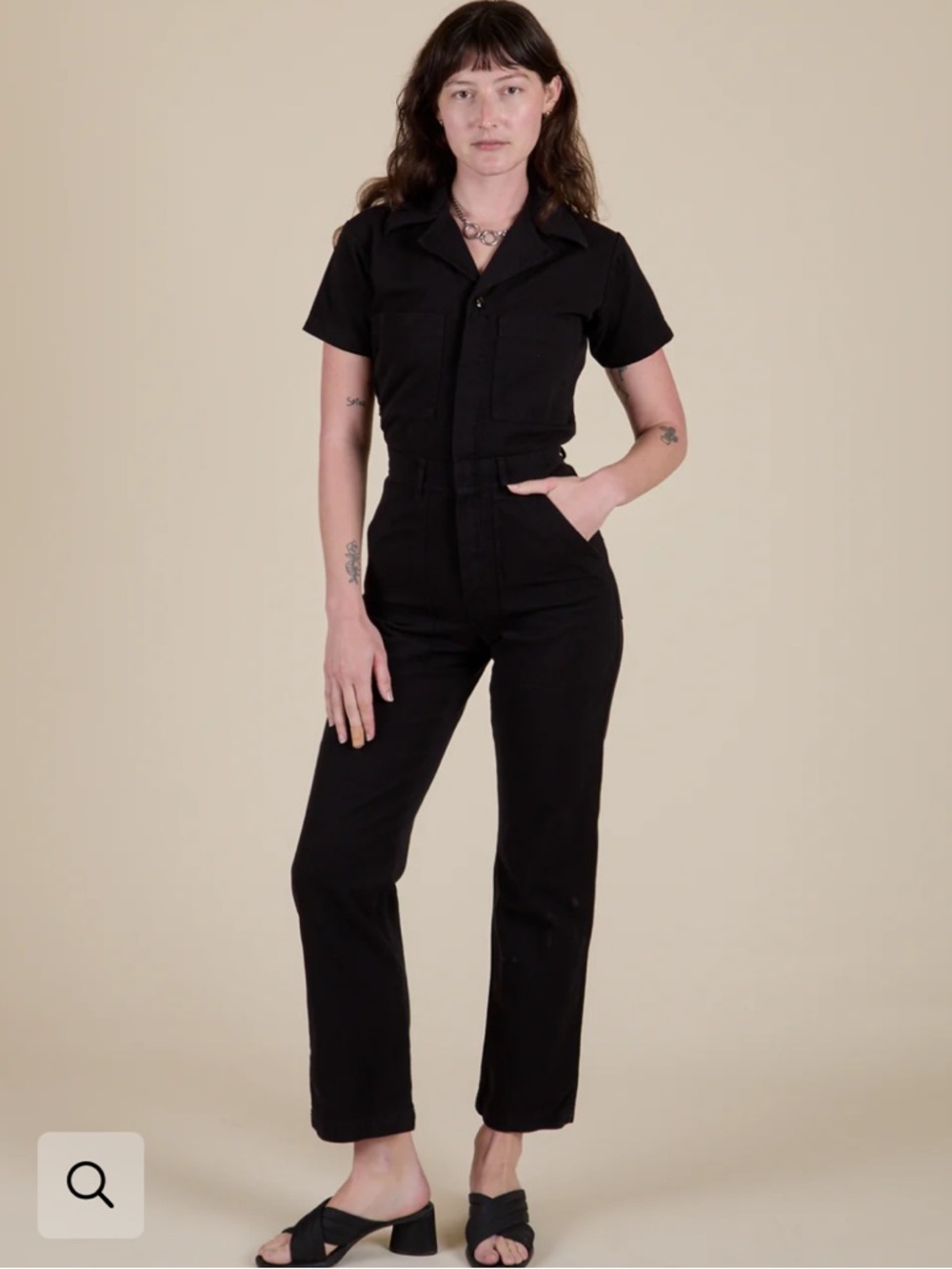 Big Bud Press Classic Black Short-Sleeve Jumpsuit in Sz XL